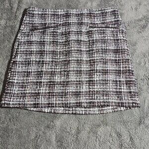 Loft Multi Colored Tweed Lined Skirt 2 Zip Pockets Size 12